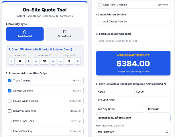 On-site quoting