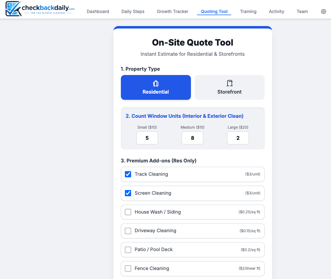 On-site Quoting Tool